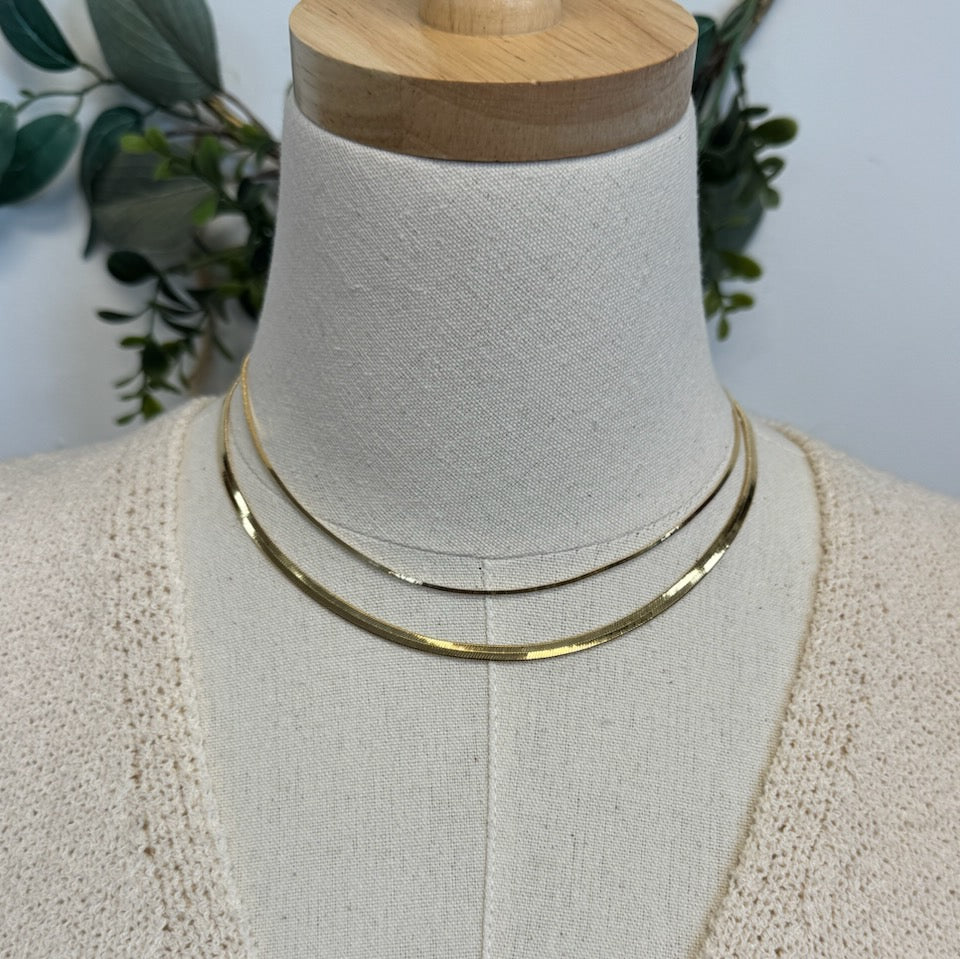 Layered Flat Snake Chain Necklace-Necklaces-Fame-The Silo Boutique, Women's Fashion Boutique Located in Warren and Grand Forks North Dakota