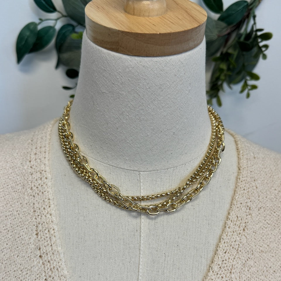 Gold Layered Chains Necklace-Necklaces-Fame-The Silo Boutique, Women's Fashion Boutique Located in Warren and Grand Forks North Dakota
