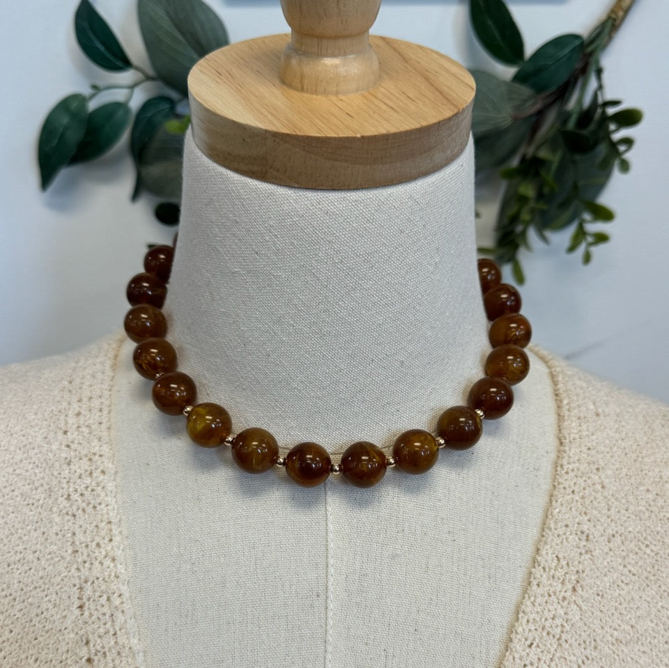 Resin Ball Necklace-Necklaces-Fame-The Silo Boutique, Women's Fashion Boutique Located in Warren and Grand Forks North Dakota