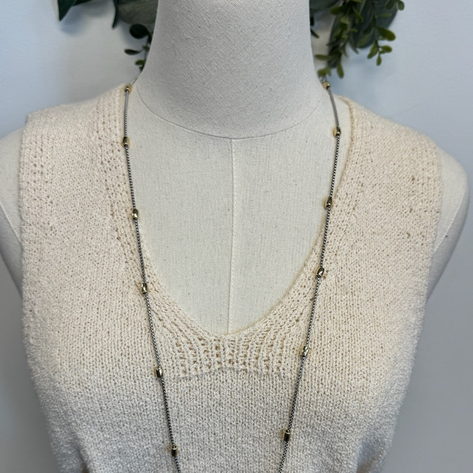 Two Tone Long Necklace-Necklaces-Fame-The Silo Boutique, Women's Fashion Boutique Located in Warren and Grand Forks North Dakota