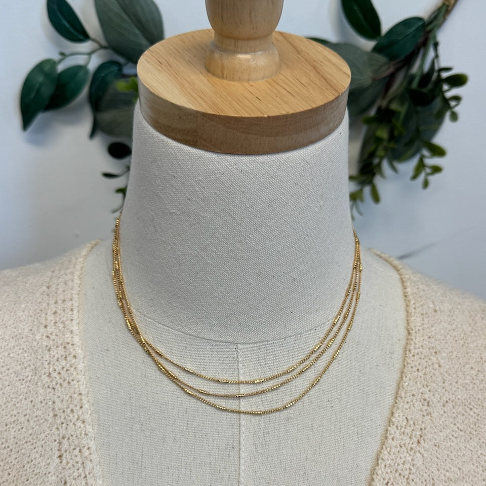 Gold Layered Tube Station Chain Necklace-Necklaces-Fame-The Silo Boutique, Women's Fashion Boutique Located in Warren and Grand Forks North Dakota