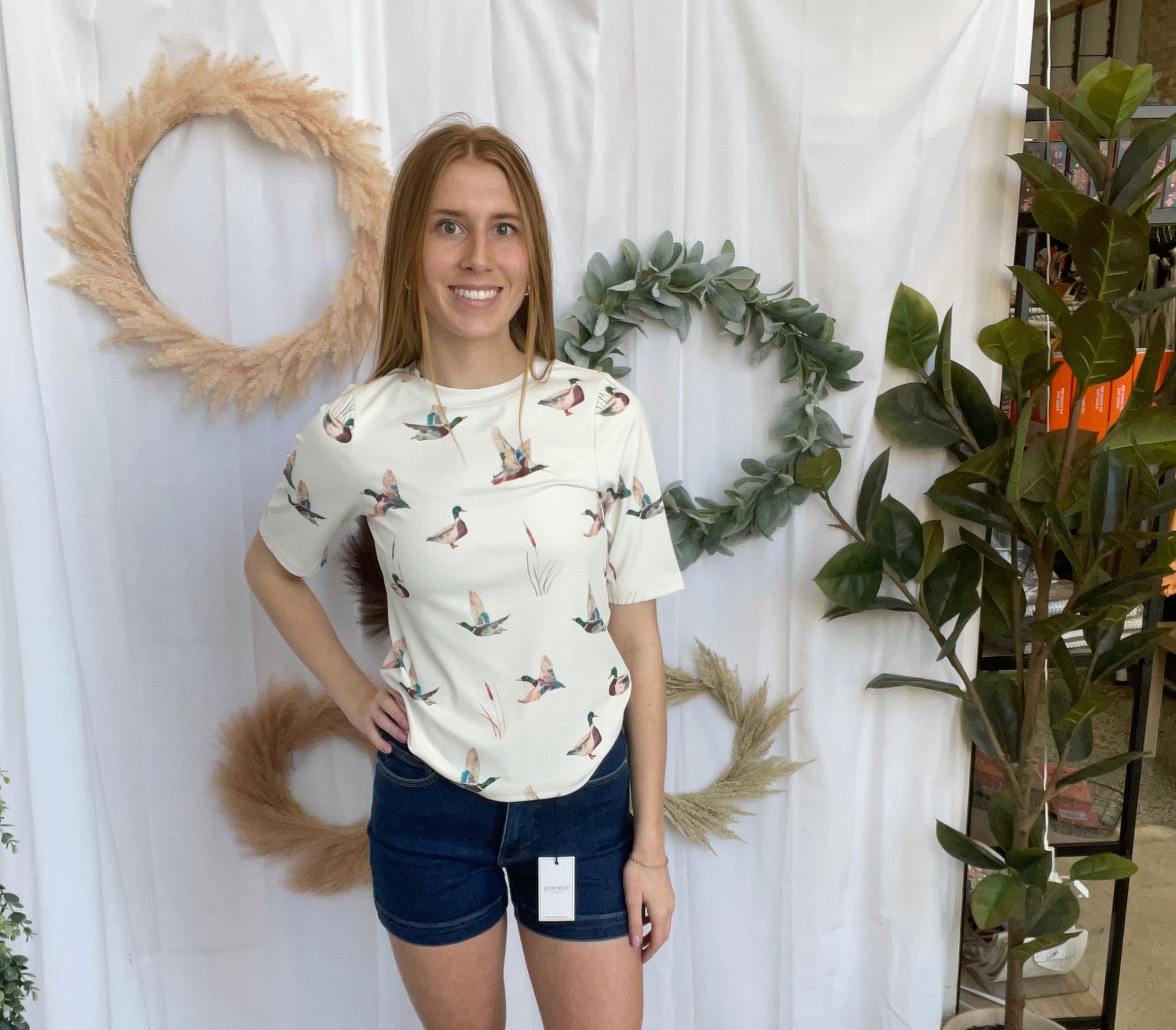 Mallard Duck Fitted Tee-Short Sleeve Tops-anniewear-The Silo Boutique, Women's Fashion Boutique Located in Warren and Grand Forks North Dakota
