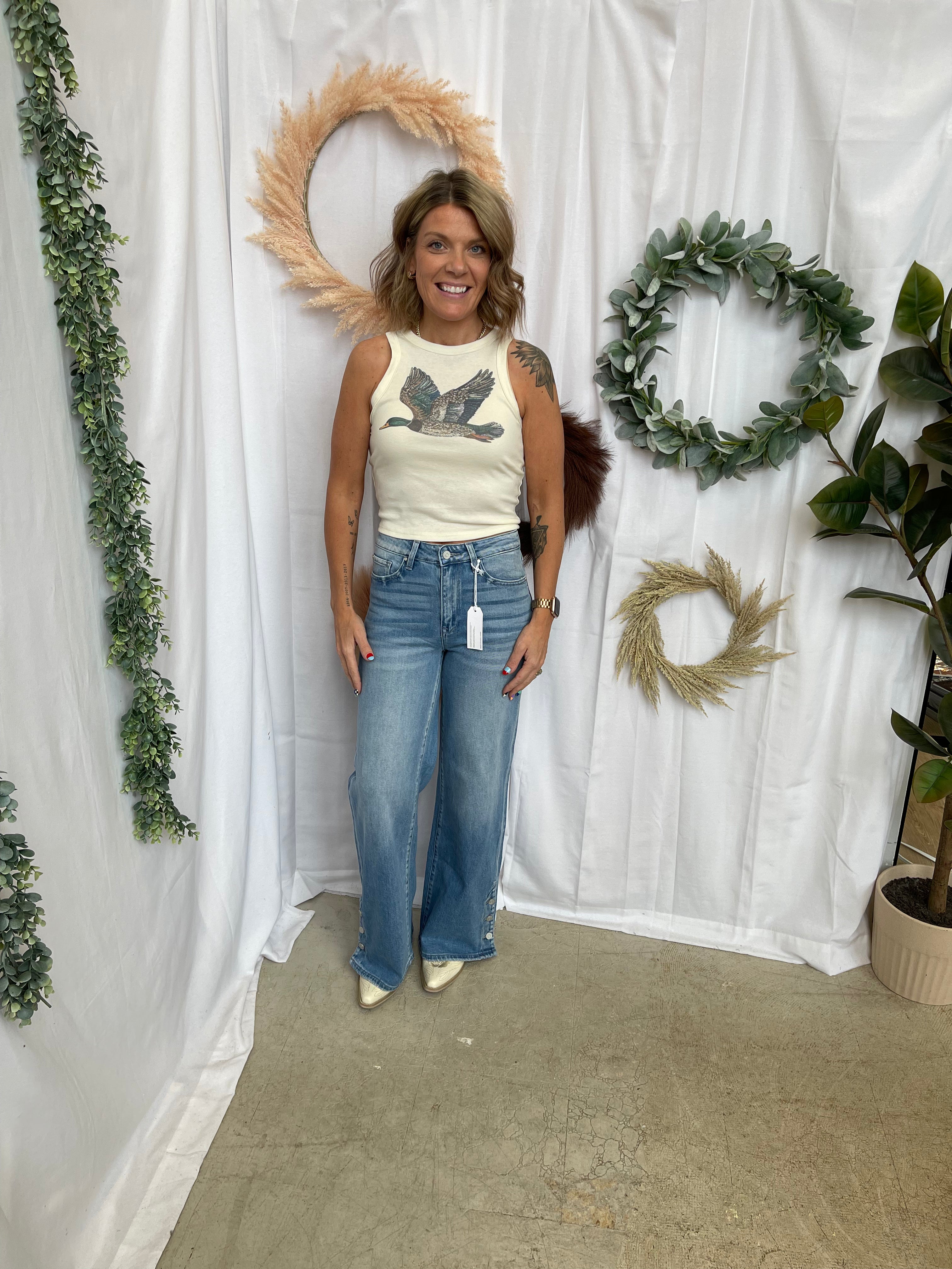The Duck Cream Tank Top-Tank Tops-walking A-The Silo Boutique, Women's Fashion Boutique Located in Warren and Grand Forks North Dakota