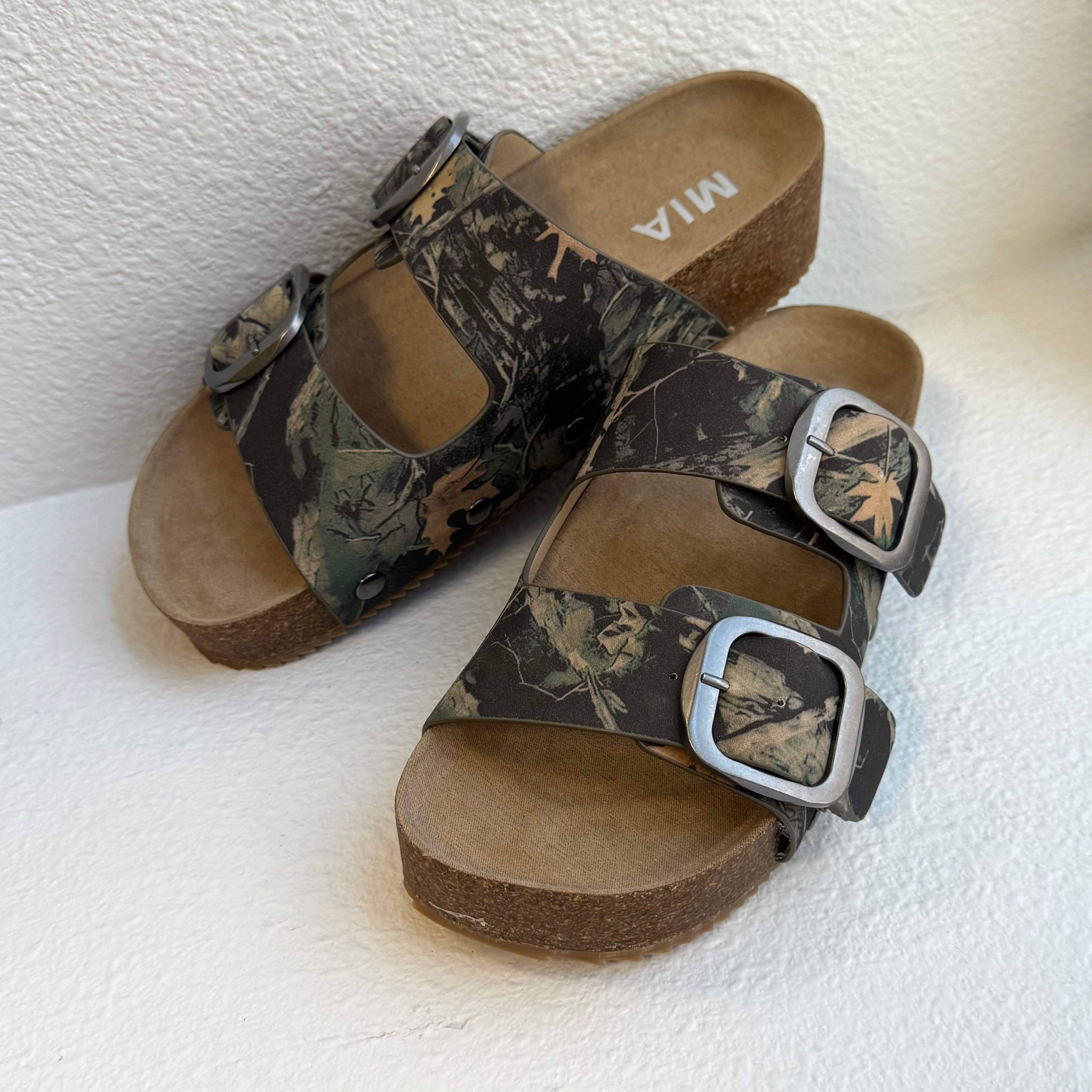 MIA Quianna Camo Sandals-Sandals-MIA-The Silo Boutique, Women's Fashion Boutique Located in Warren and Grand Forks North Dakota