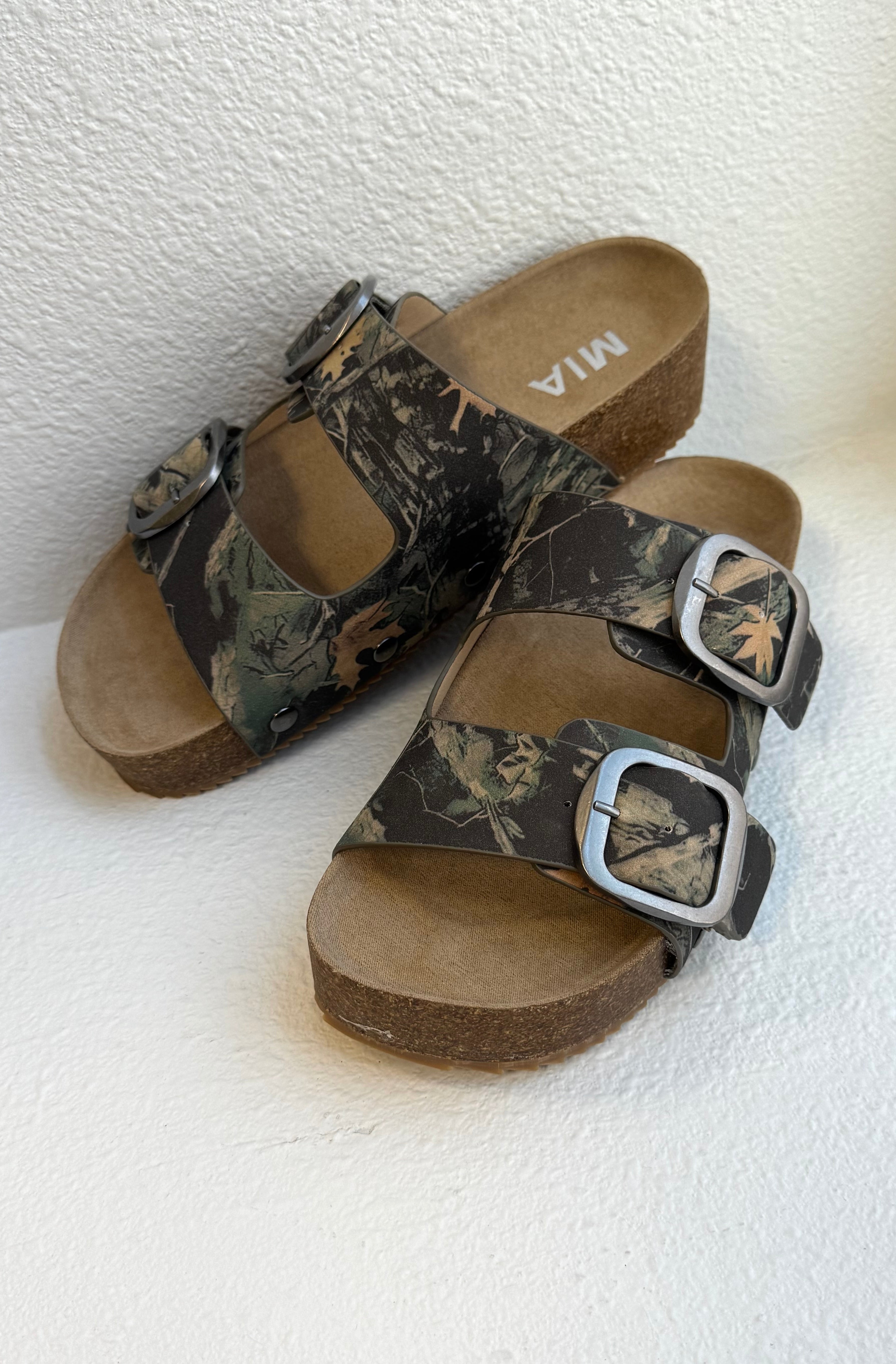 MIA Quianna Camo Sandals-Sandals-MIA-The Silo Boutique, Women's Fashion Boutique Located in Warren and Grand Forks North Dakota