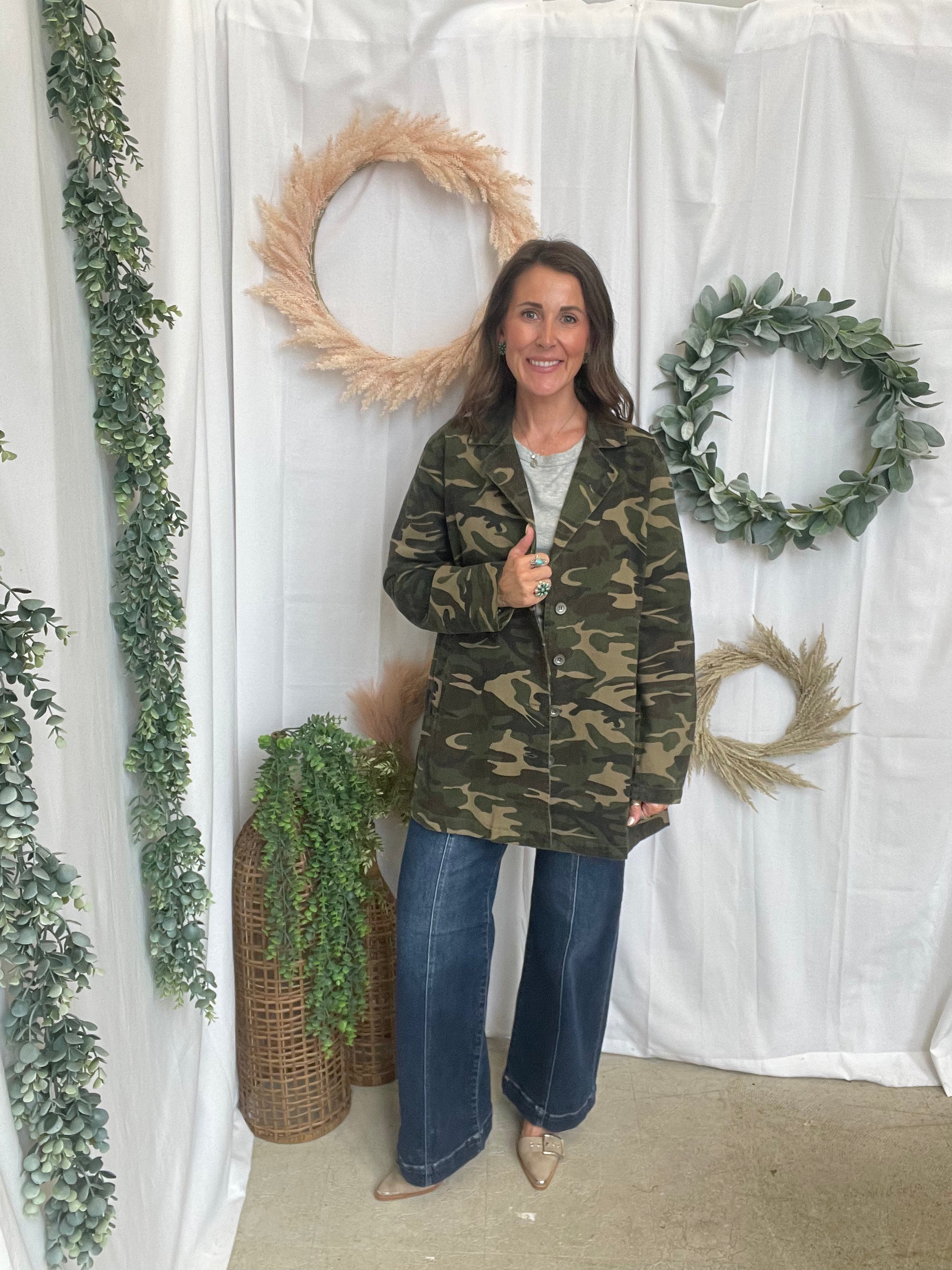 Lovie Camo Blazer-Blazers-lovlov-The Silo Boutique, Women's Fashion Boutique Located in Warren and Grand Forks North Dakota