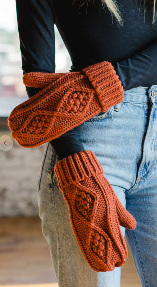 Panache Rust Cable Mittens-Gloves & Mittens-panache-The Silo Boutique, Women's Fashion Boutique Located in Warren and Grand Forks North Dakota