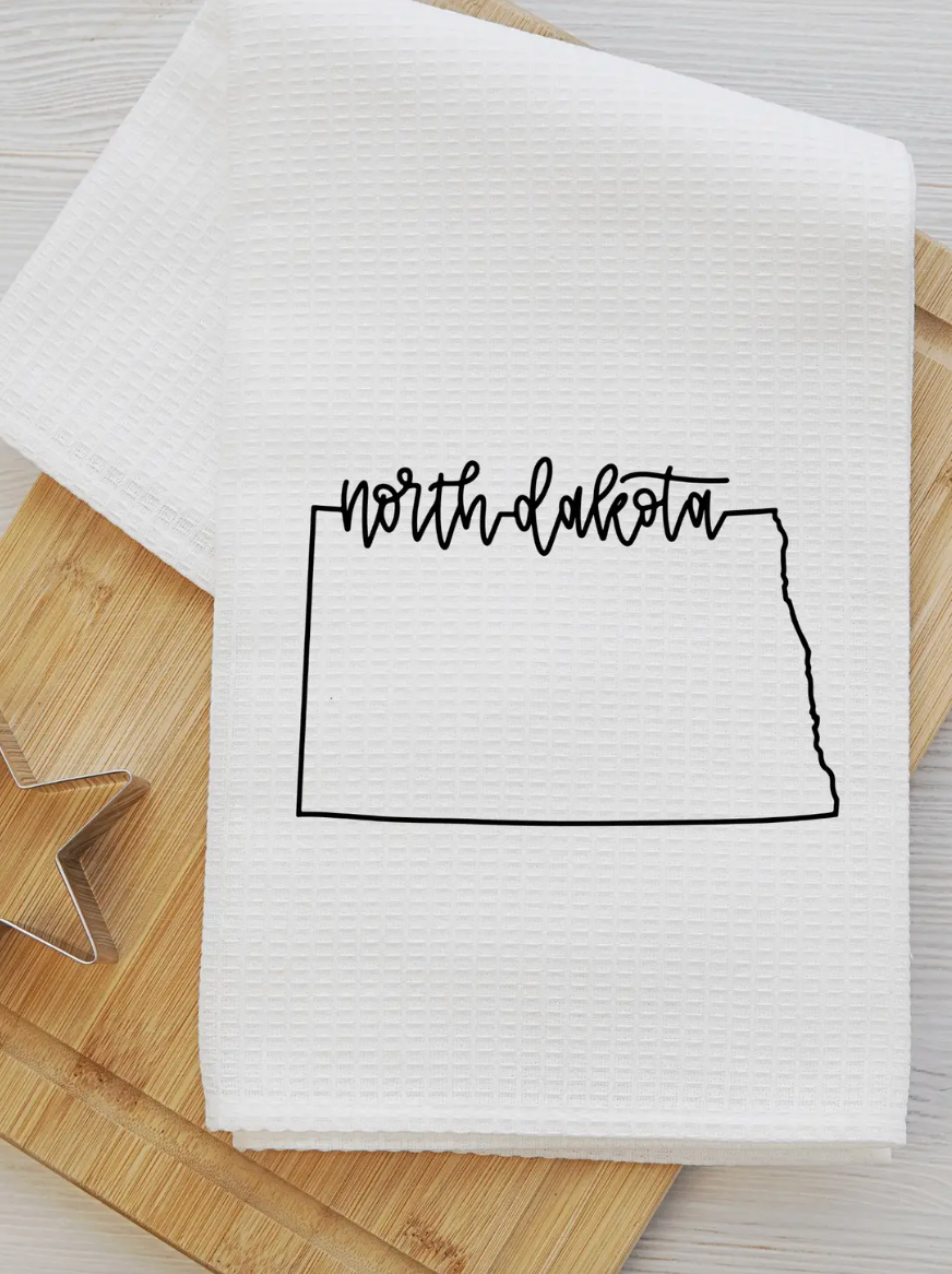 North Dakota Waffle Dish Tea Towel-Tea Towels-Daisy May Designs-The Silo Boutique, Women's Fashion Boutique Located in Warren and Grand Forks North Dakota