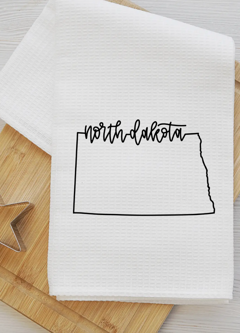 North Dakota Waffle Dish Tea Towel-Tea Towels-Daisy May Designs-The Silo Boutique, Women's Fashion Boutique Located in Warren and Grand Forks North Dakota