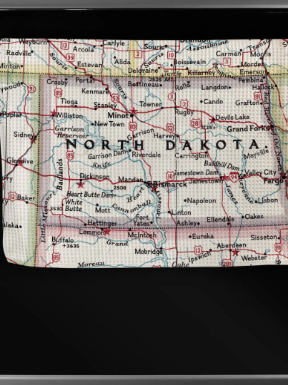 North Dakota Map Tea Towel-Tea Towels-Daisy May Designs-The Silo Boutique, Women's Fashion Boutique Located in Warren and Grand Forks North Dakota
