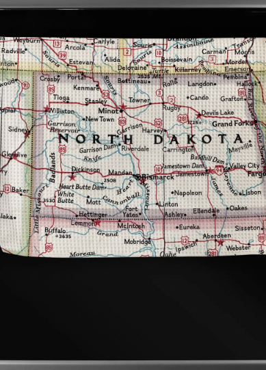North Dakota Map Tea Towel-Tea Towels-Daisy May Designs-The Silo Boutique, Women's Fashion Boutique Located in Warren and Grand Forks North Dakota