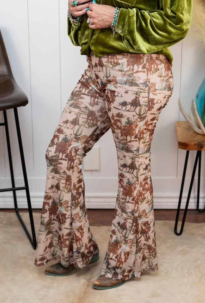 Yava Country Mesh Bell Bottoms-Pants-destash-The Silo Boutique, Women's Fashion Boutique Located in Warren and Grand Forks North Dakota