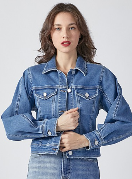 Risen Balloon Sleeve Denim Jacket-Coats & Jackets-risen-The Silo Boutique, Women's Fashion Boutique Located in Warren and Grand Forks North Dakota