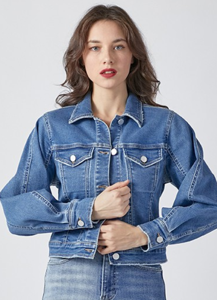 Risen Balloon Sleeve Denim Jacket-Coats & Jackets-risen-The Silo Boutique, Women's Fashion Boutique Located in Warren and Grand Forks North Dakota