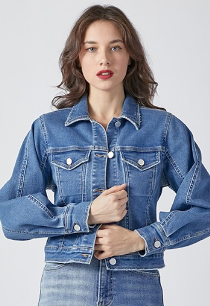 Risen Balloon Sleeve Denim Jacket-Coats & Jackets-risen-The Silo Boutique, Women's Fashion Boutique Located in Warren and Grand Forks North Dakota
