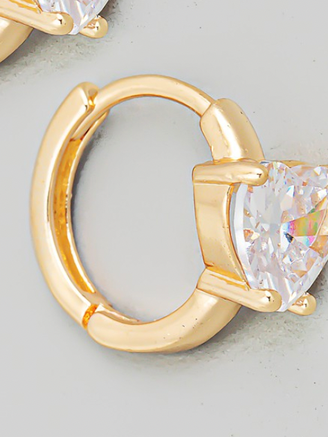 Mini Crystal Heart Huggie Earrings-earrings-Fame-The Silo Boutique, Women's Fashion Boutique Located in Warren and Grand Forks North Dakota