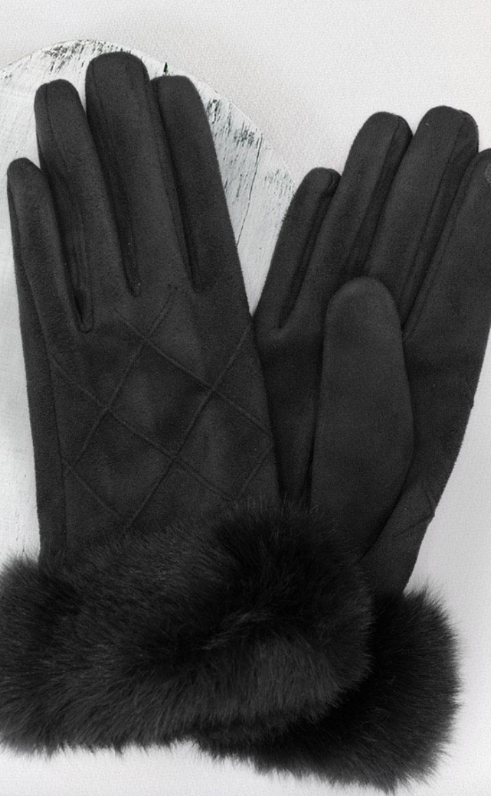 Sophie Fluffy Faux Fur Suede Gloves-Gloves & Mittens-urbanista-The Silo Boutique, Women's Fashion Boutique Located in Warren and Grand Forks North Dakota