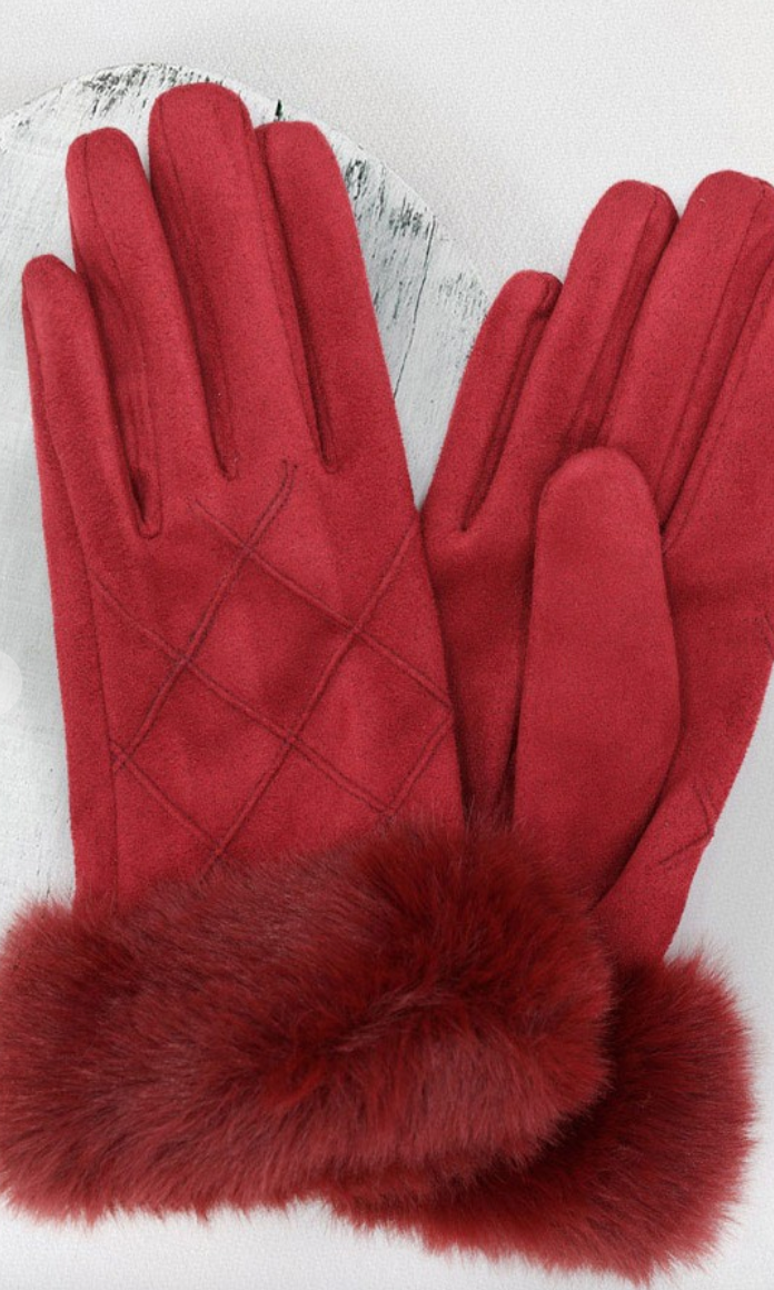Sophie Fluffy Faux Fur Suede Gloves-Gloves & Mittens-urbanista-The Silo Boutique, Women's Fashion Boutique Located in Warren and Grand Forks North Dakota