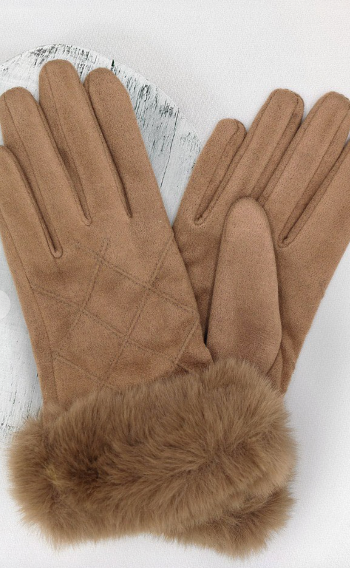 Sophie Fluffy Faux Fur Suede Gloves-Gloves & Mittens-urbanista-The Silo Boutique, Women's Fashion Boutique Located in Warren and Grand Forks North Dakota