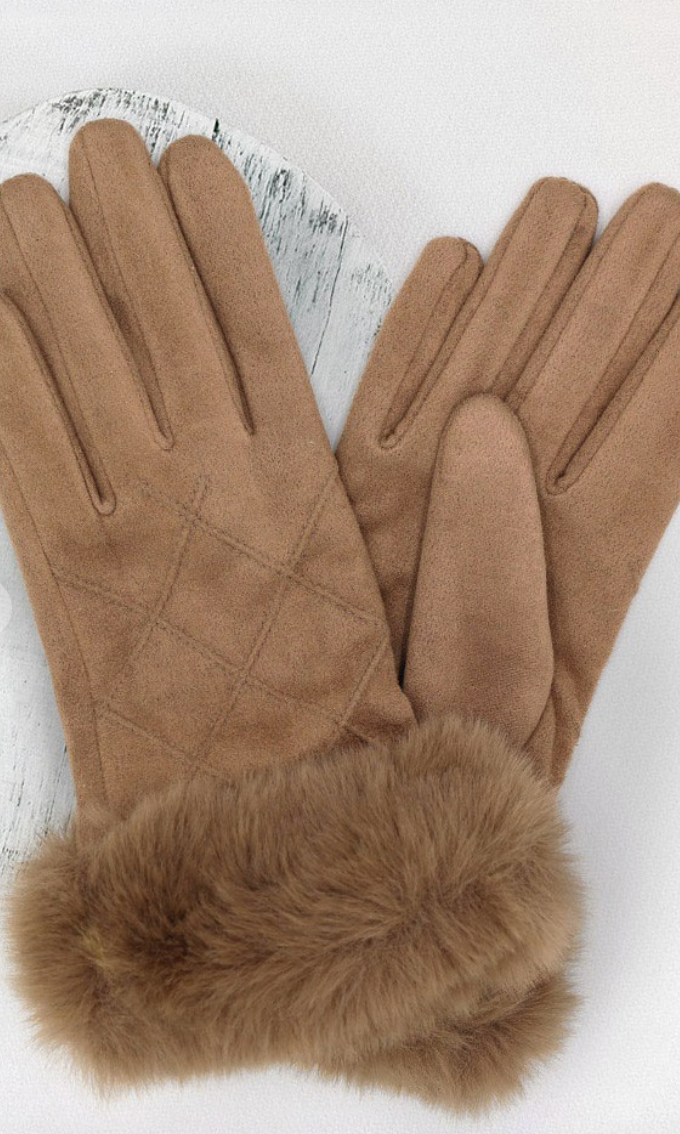 Sophie Fluffy Faux Fur Suede Gloves-Gloves & Mittens-urbanista-The Silo Boutique, Women's Fashion Boutique Located in Warren and Grand Forks North Dakota