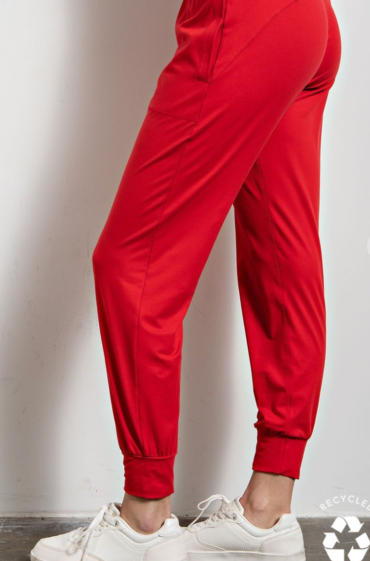 True Red Soft Jogger Pants-joggers-rae mode-The Silo Boutique, Women's Fashion Boutique Located in Warren and Grand Forks North Dakota