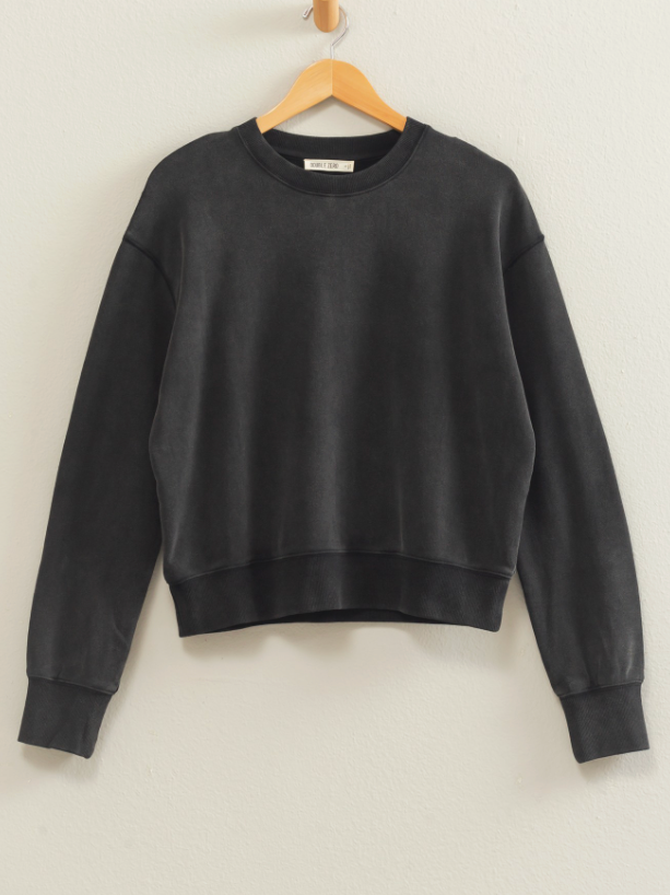Lillian Crew Sweatshirt-Black-Sweatshirts-hyfve-The Silo Boutique, Women's Fashion Boutique Located in Warren and Grand Forks North Dakota