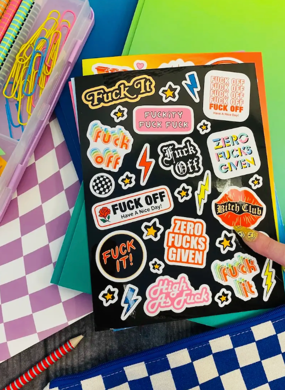 Fuck It! Sticker Sheet-Stickers-fair-The Silo Boutique, Women's Fashion Boutique Located in Warren and Grand Forks North Dakota