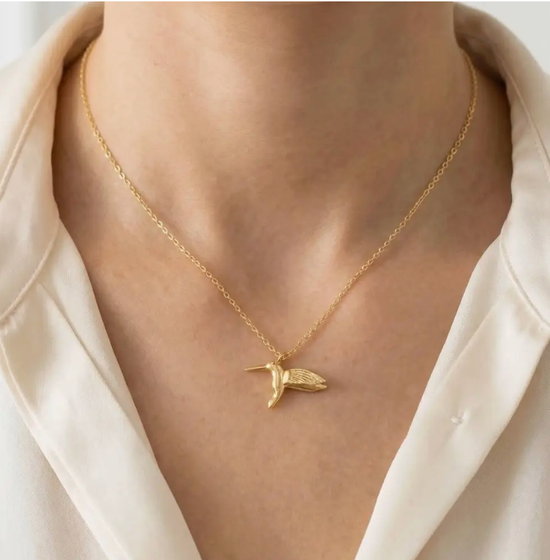 Hummingbird Necklace-Gold-Necklaces-Fame-The Silo Boutique, Women's Fashion Boutique Located in Warren and Grand Forks North Dakota