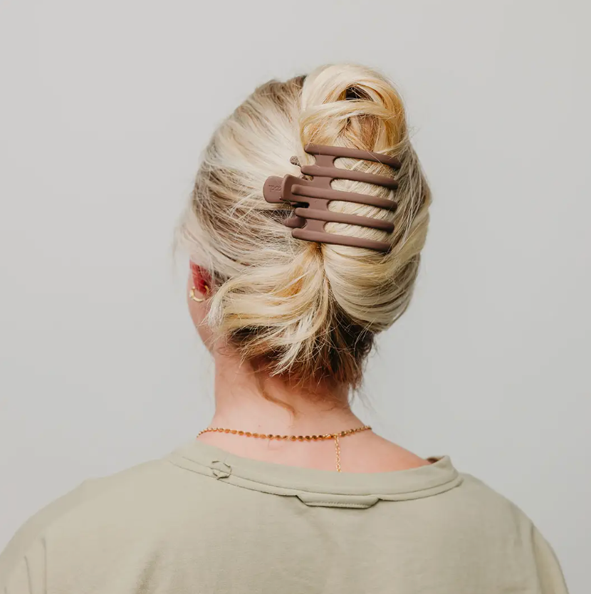KAXI Wide Lay Down Claw Clip-Matte Brown-Hair Accessories-zad-The Silo Boutique, Women's Fashion Boutique Located in Warren and Grand Forks North Dakota