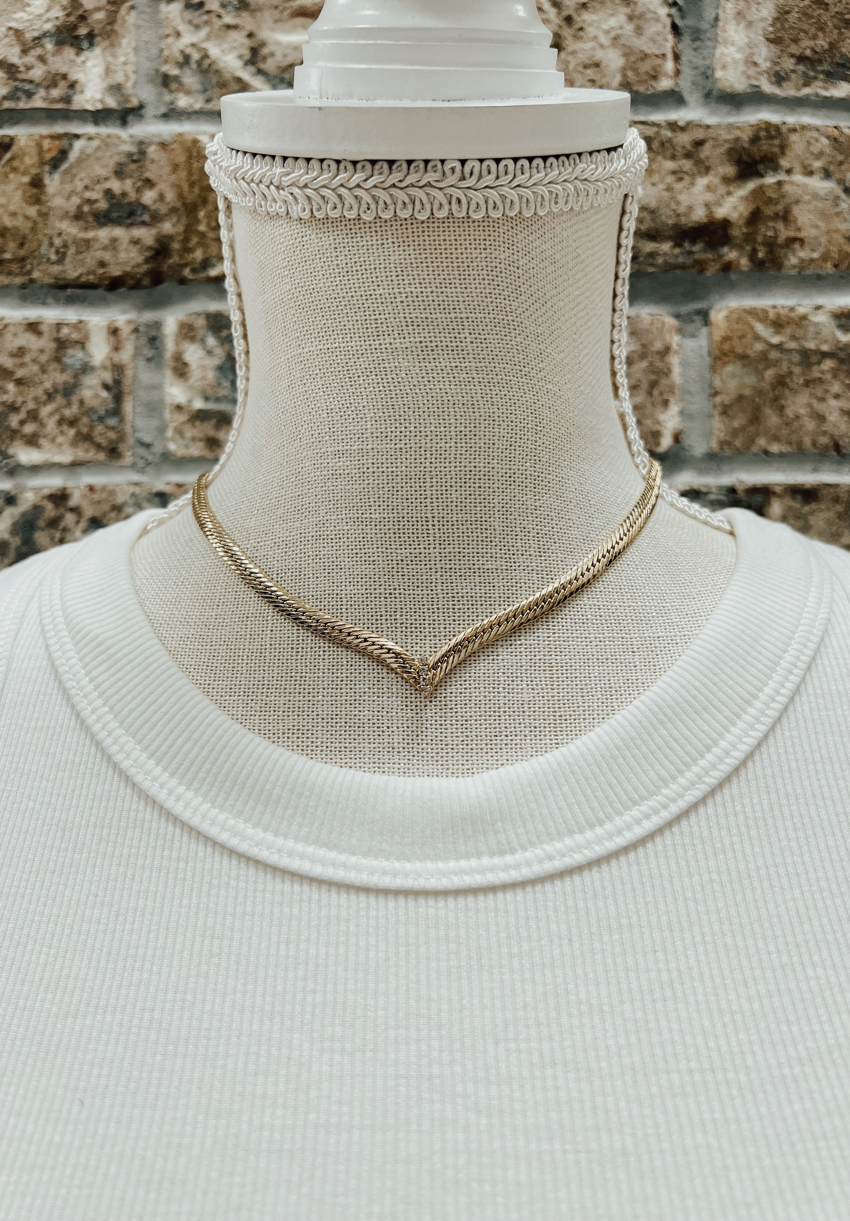 Kenze Gold Herringbone Stone Necklace-Necklaces-kennze-The Silo Boutique, Women's Fashion Boutique Located in Warren and Grand Forks North Dakota