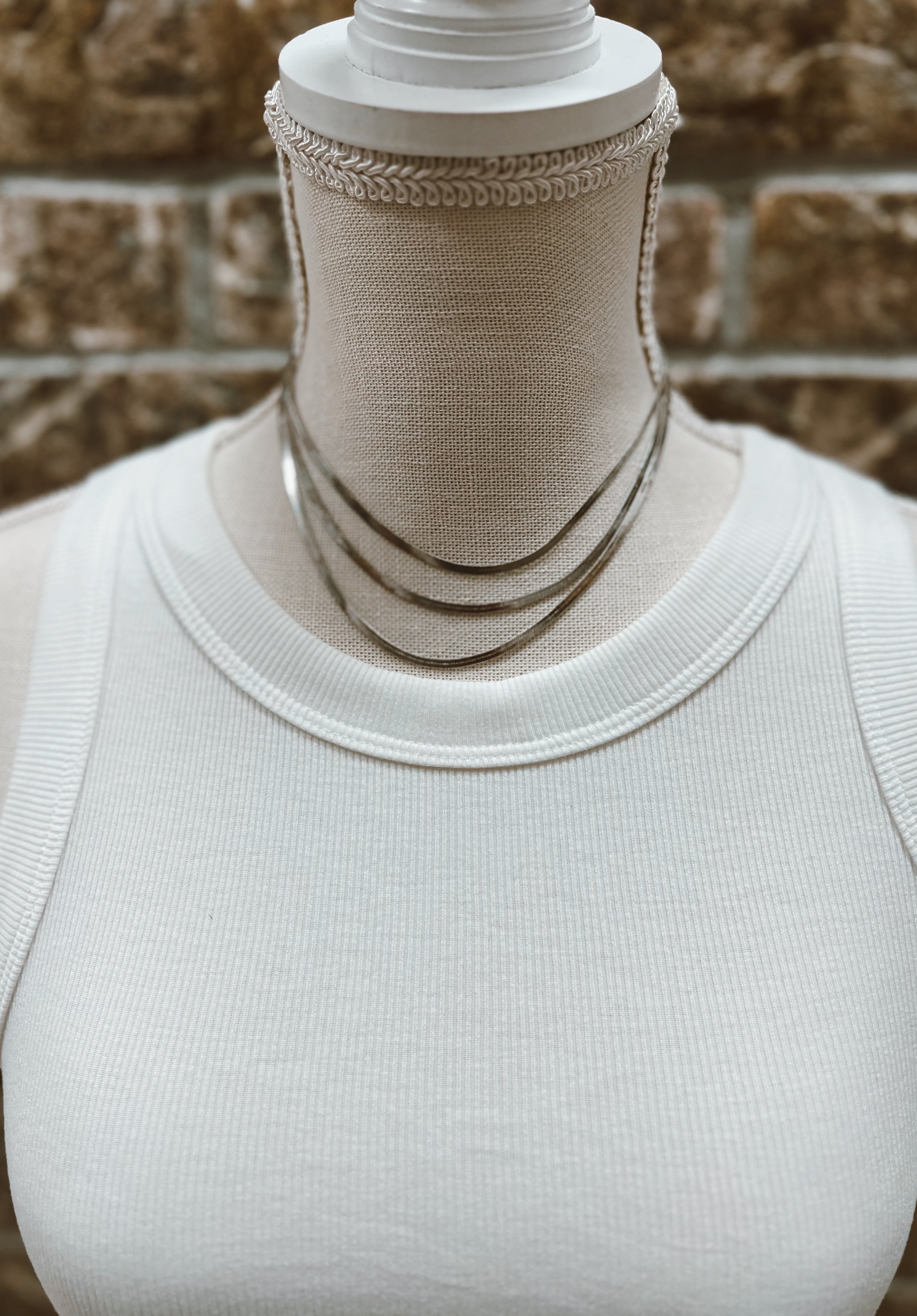 Kenze Silver Herringbone Trio Necklace-Necklaces-kennze-The Silo Boutique, Women's Fashion Boutique Located in Warren and Grand Forks North Dakota