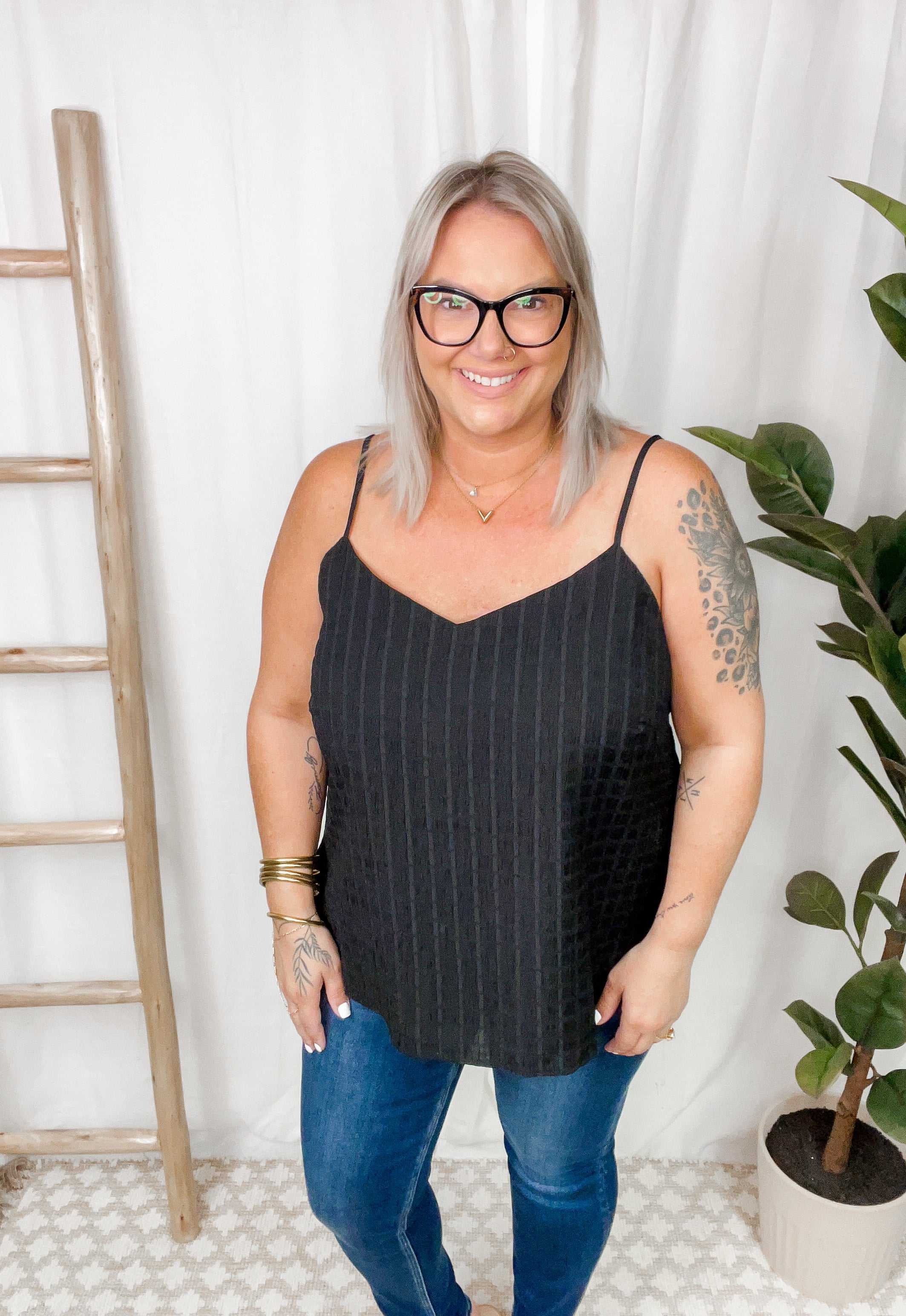 Black Crinkle Cami-Final Sale-Cami-gilli-The Silo Boutique, Women's Fashion Boutique Located in Warren and Grand Forks North Dakota