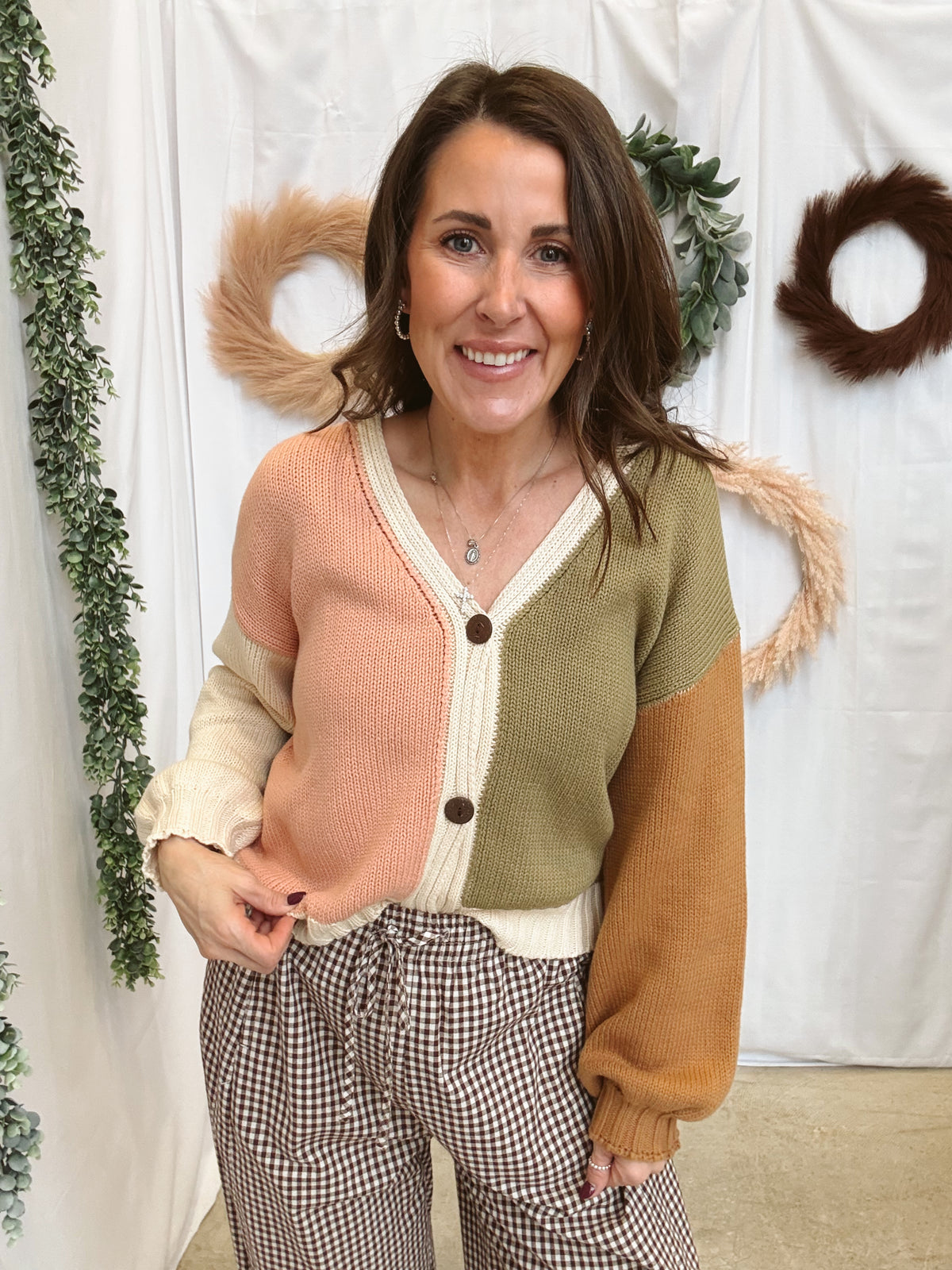 Olive Multi Colorblock Cardigan-Cardigans-listicle-The Silo Boutique, Women's Fashion Boutique Located in Warren and Grand Forks North Dakota