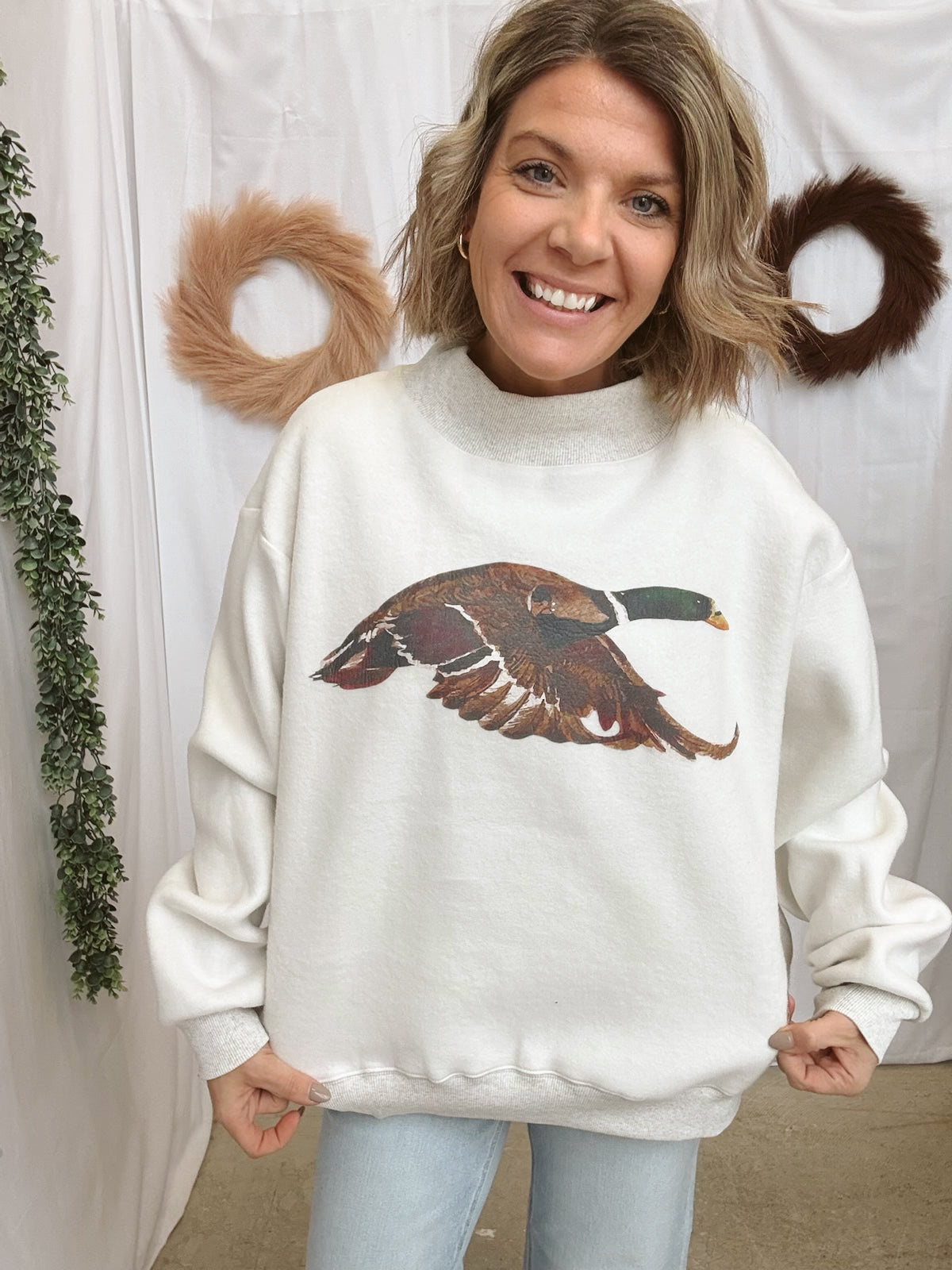 Bucketlist Duck Reversible Sweatshirt-Ash-sweashirts-bucketlist-The Silo Boutique, Women's Fashion Boutique Located in Warren and Grand Forks North Dakota