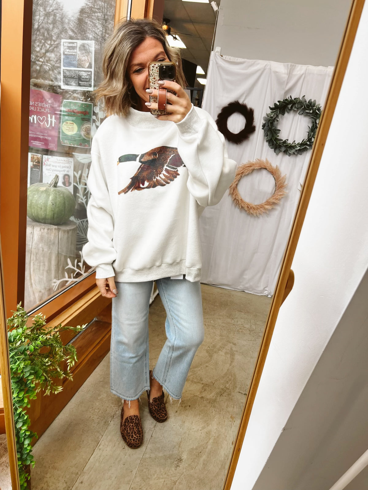 Bucketlist Duck Reversible Sweatshirt-Ash-sweashirts-bucketlist-The Silo Boutique, Women's Fashion Boutique Located in Warren and Grand Forks North Dakota