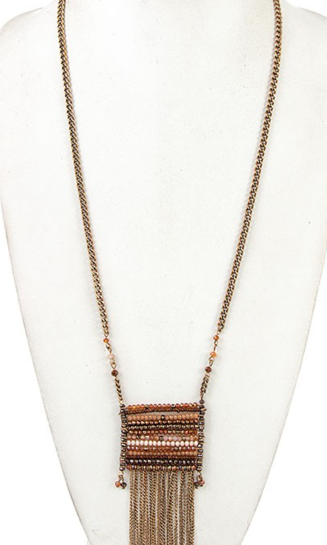 Andrea Brown Bead Necklace-Necklaces-ANDREA BIJOUX-The Silo Boutique, Women's Fashion Boutique Located in Warren and Grand Forks North Dakota