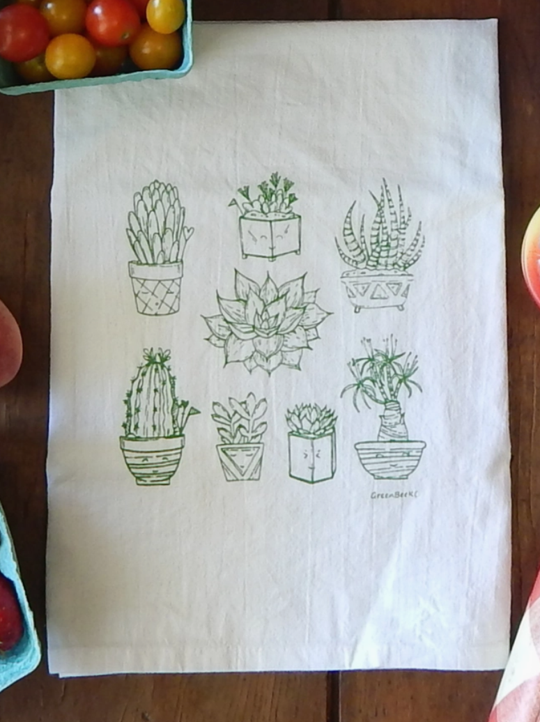 Succulents Dish Towel-Tea Towels-Green Bee-The Silo Boutique, Women's Fashion Boutique Located in Warren and Grand Forks North Dakota
