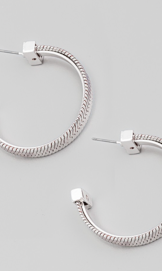 Herringbone Chain Hoop Earrings-Earrings-Fame-The Silo Boutique, Women's Fashion Boutique Located in Warren and Grand Forks North Dakota