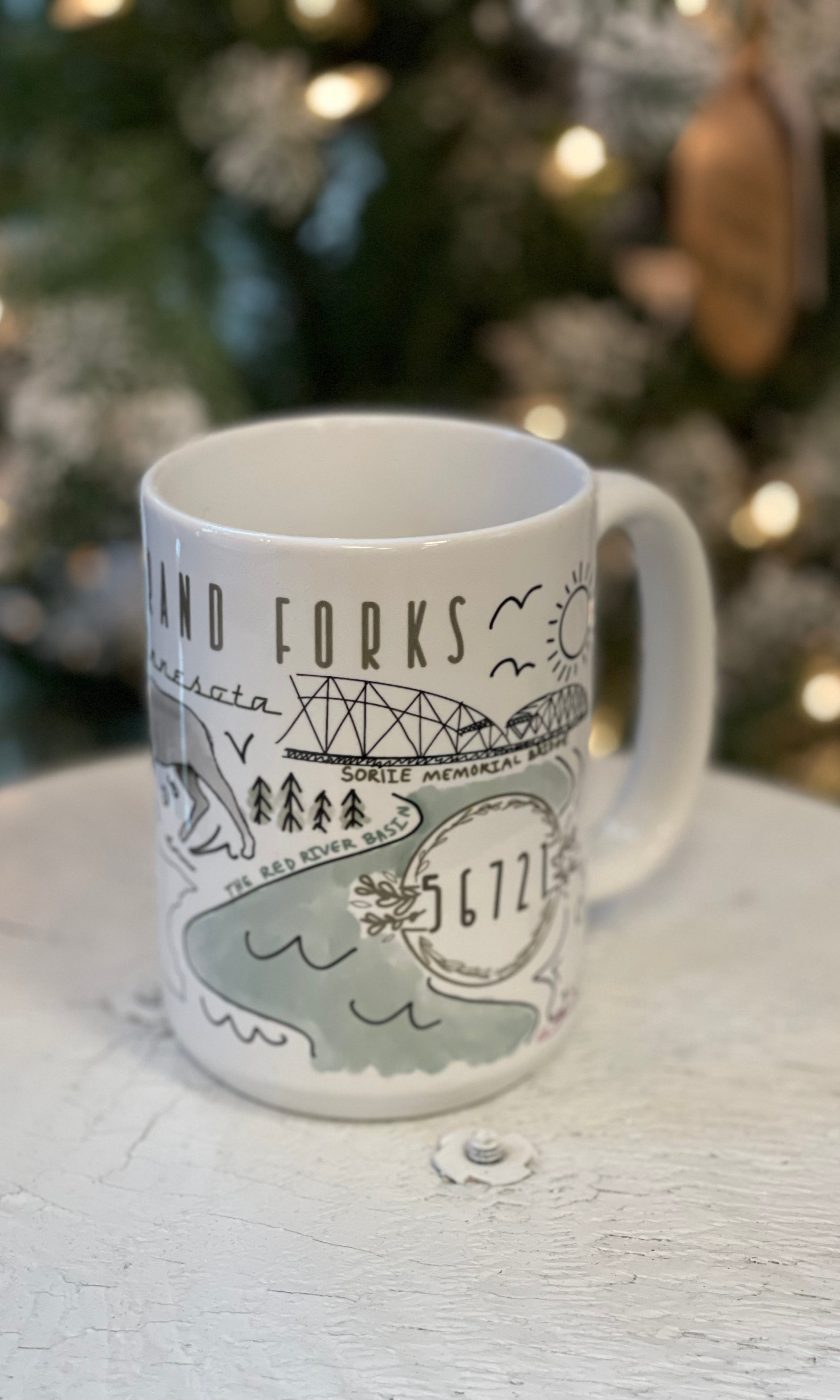 East Grand Forks Coffee Mug-Coffee Mugs-ivory and sage-The Silo Boutique, Women's Fashion Boutique Located in Warren and Grand Forks North Dakota