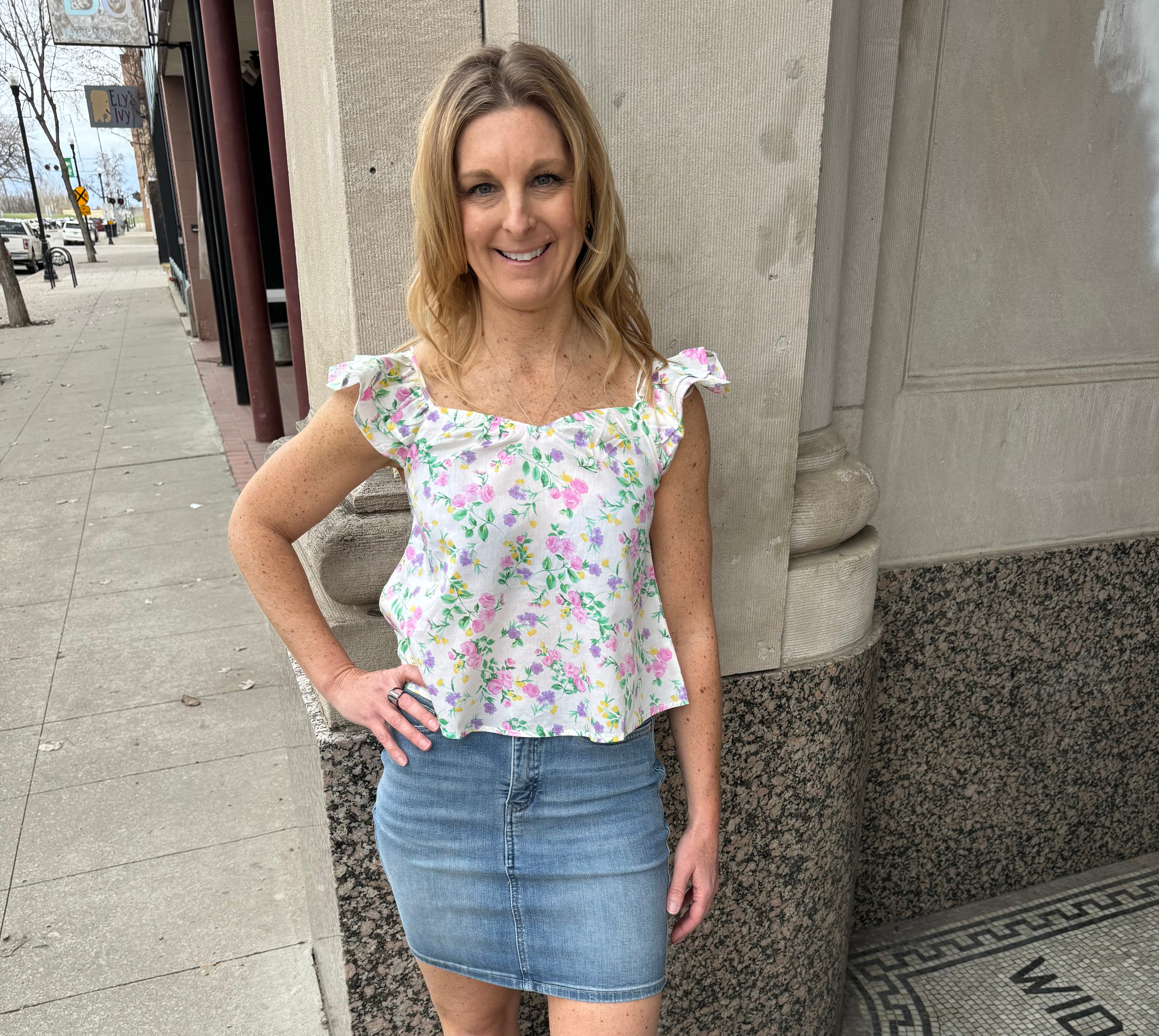Sweetheart Floral Tank Top-Cream-Tank Tops-blu pepper-The Silo Boutique, Women's Fashion Boutique Located in Warren and Grand Forks North Dakota