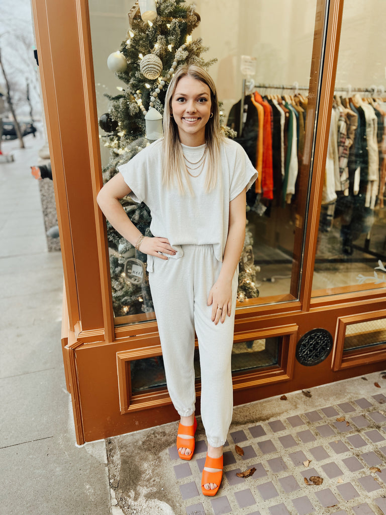 Elan Silver Spark Jumpsuit-Jumpsuits & Rompers-elan-The Silo Boutique, Women's Fashion Boutique Located in Warren and Grand Forks North Dakota
