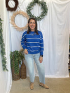 Heidi Blue Stripe Sweater-Sweaters-hyfve-The Silo Boutique, Women's Fashion Boutique Located in Warren and Grand Forks North Dakota