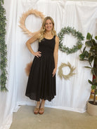 Elan Combo Long Dress- Black-Dresses-elan-The Silo Boutique, Women's Fashion Boutique Located in Warren and Grand Forks North Dakota