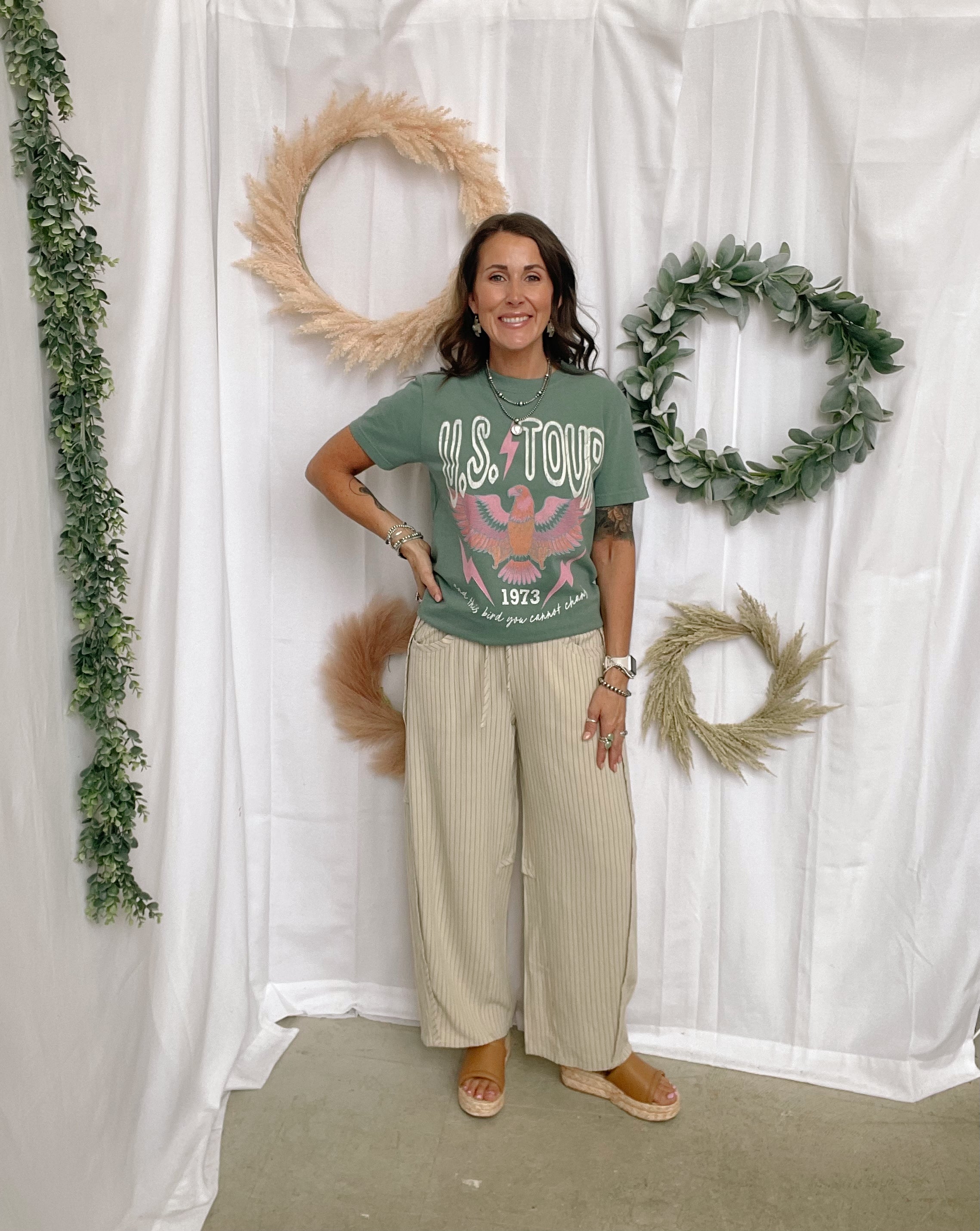 The Lovey Striped Pants-Oatmeal-The Silo Boutique-The Silo Boutique, Women's Fashion Boutique Located in Warren and Grand Forks North Dakota