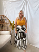 Black and Cream Striped Skirt-Skirts-pinch-The Silo Boutique, Women's Fashion Boutique Located in Warren and Grand Forks North Dakota