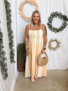 Zabina Cream and Coral Dress-Jumpsuits & Rompers-by together-The Silo Boutique, Women's Fashion Boutique Located in Warren and Grand Forks North Dakota