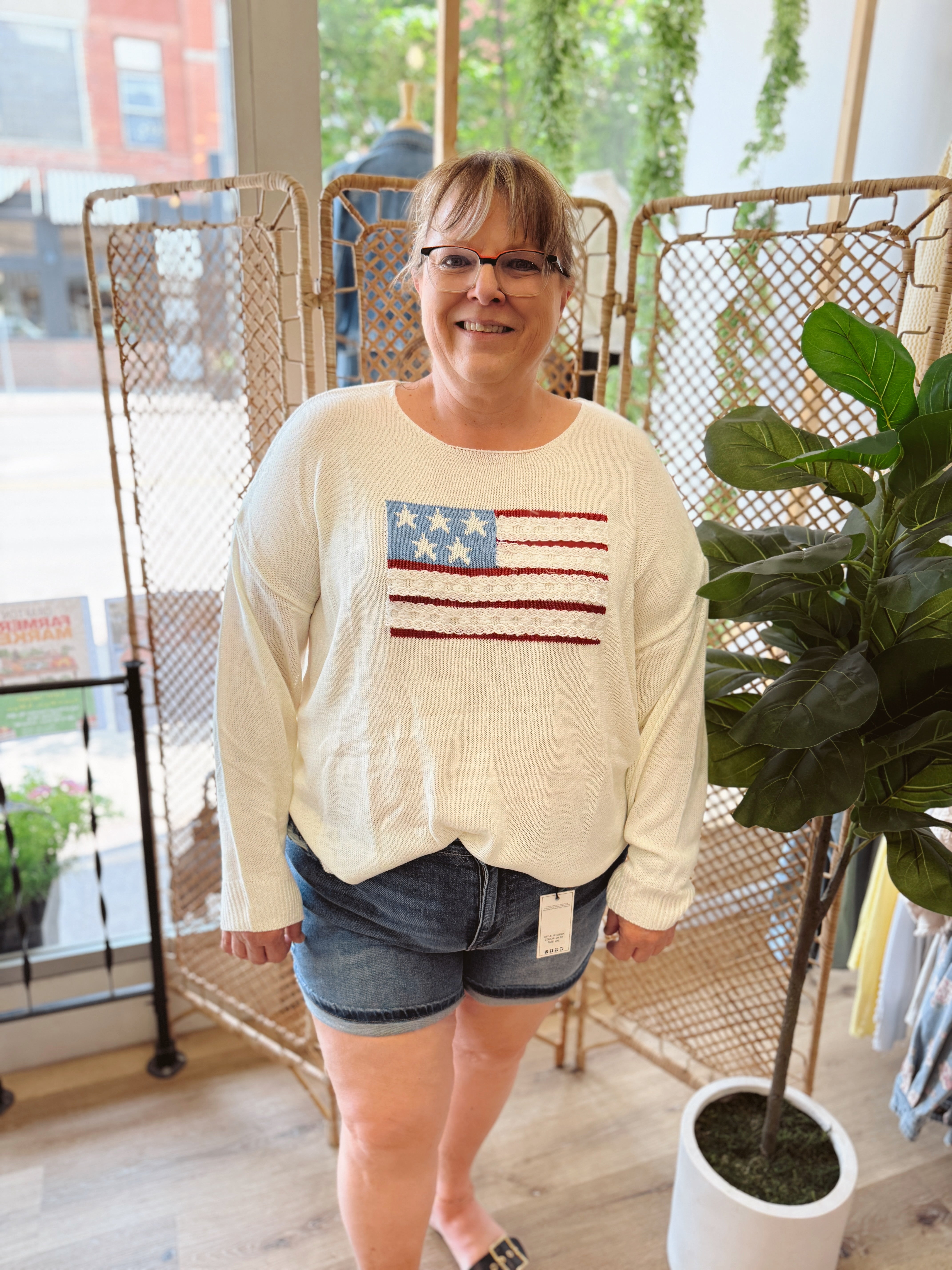 Gia Flag Sweater-Sweaters-gilli-The Silo Boutique, Women's Fashion Boutique Located in Warren and Grand Forks North Dakota