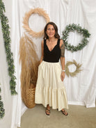 Elan Beige Black Combo Dress-Dresses-elan-The Silo Boutique, Women's Fashion Boutique Located in Warren and Grand Forks North Dakota