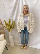 Rae Crochet Open Cardigan-Cardigans-Doe and Rae-The Silo Boutique, Women's Fashion Boutique Located in Warren and Grand Forks North Dakota