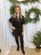 Shimmer and Shine Top-Black-Short Sleeve Tops-entro-The Silo Boutique, Women's Fashion Boutique Located in Warren and Grand Forks North Dakota
